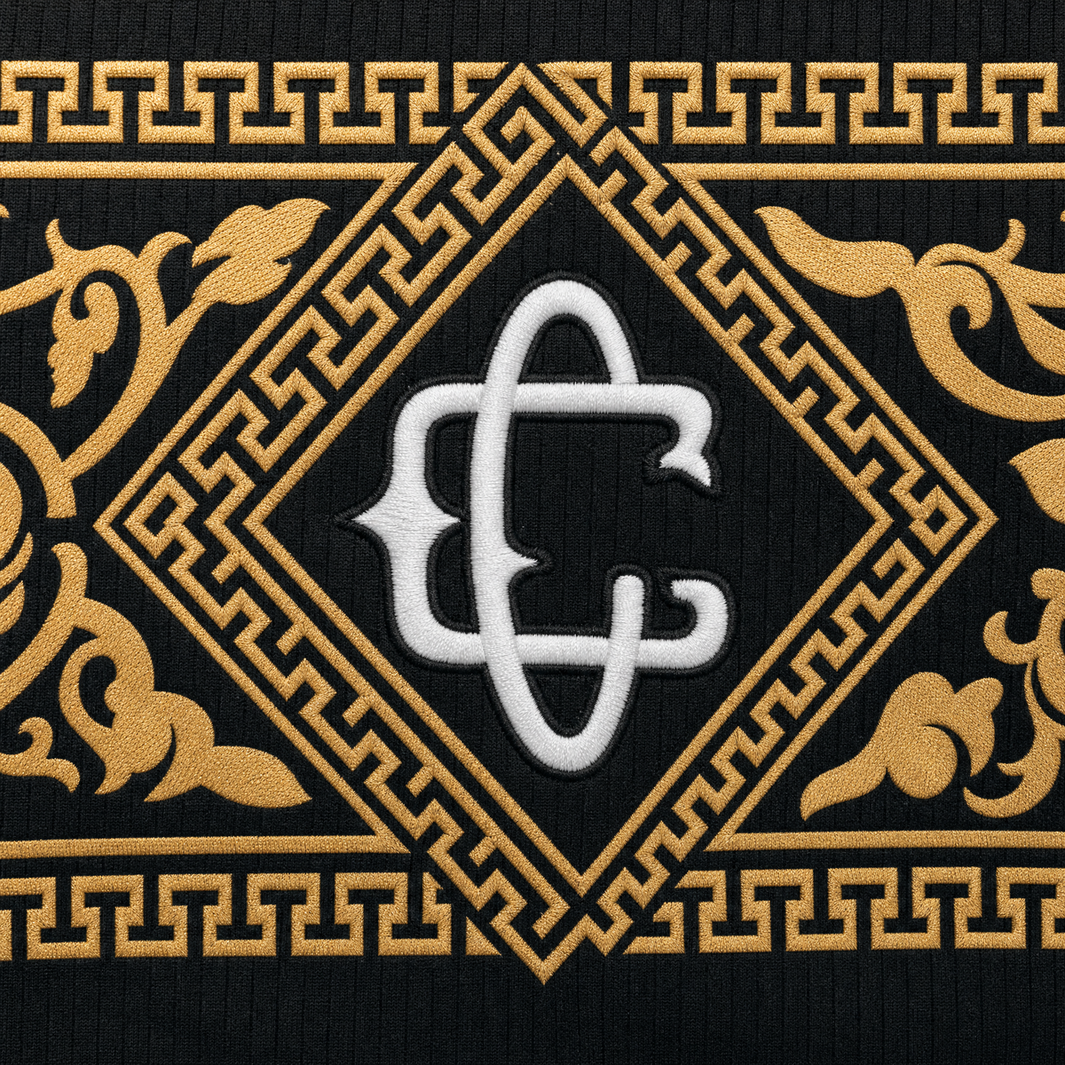 Chivas Guadalajara 2026/27 black third fan jersey - embroidered historic crest and gold chest band macro detail
