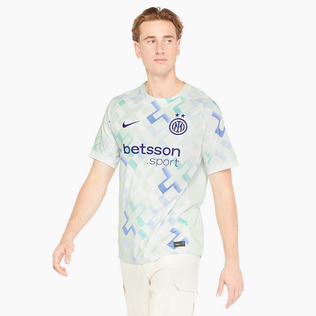 Inter Milan 2025/26 Away soccer jersey - front view on model