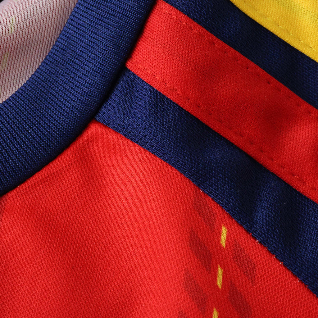 Spain 2026 World Cup Champions Kids Home Kit — collar detail
