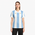 Argentina Women's Anniversary Jersey 2024 — front on female model; AI-assisted product visualization