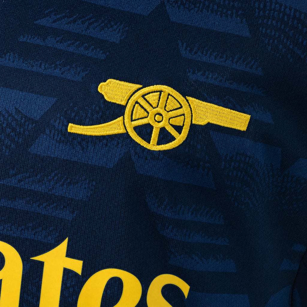 Arsenal 2026/27 Away Jersey — crest and fabric detail