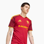 AS Roma 2026/27 Home Jersey - Collar and chest details on model