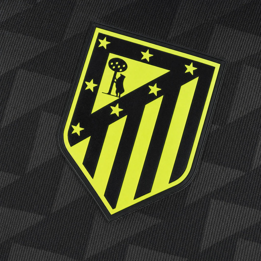 Atlético Madrid 2026/27 Away Jersey, close-up of club crest.