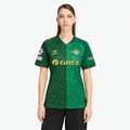 Real Betis 2026/27 Away Women's Jersey — front on female model; AI-assisted product visualization