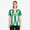 Real Betis 2026/27 Home Women's Jersey — front on female model; AI-assisted product visualization