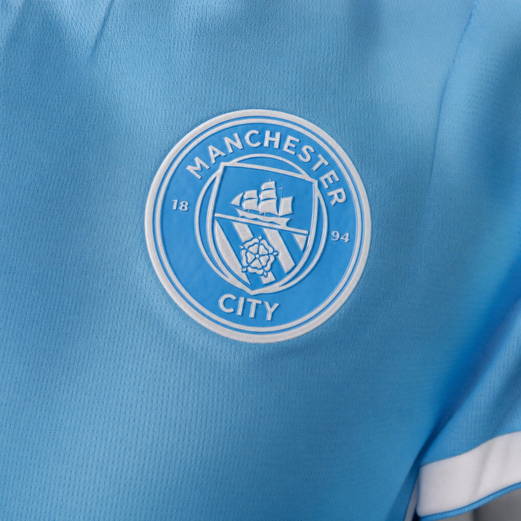 Manchester City 2026/27 Home Jersey — crest and fabric detail