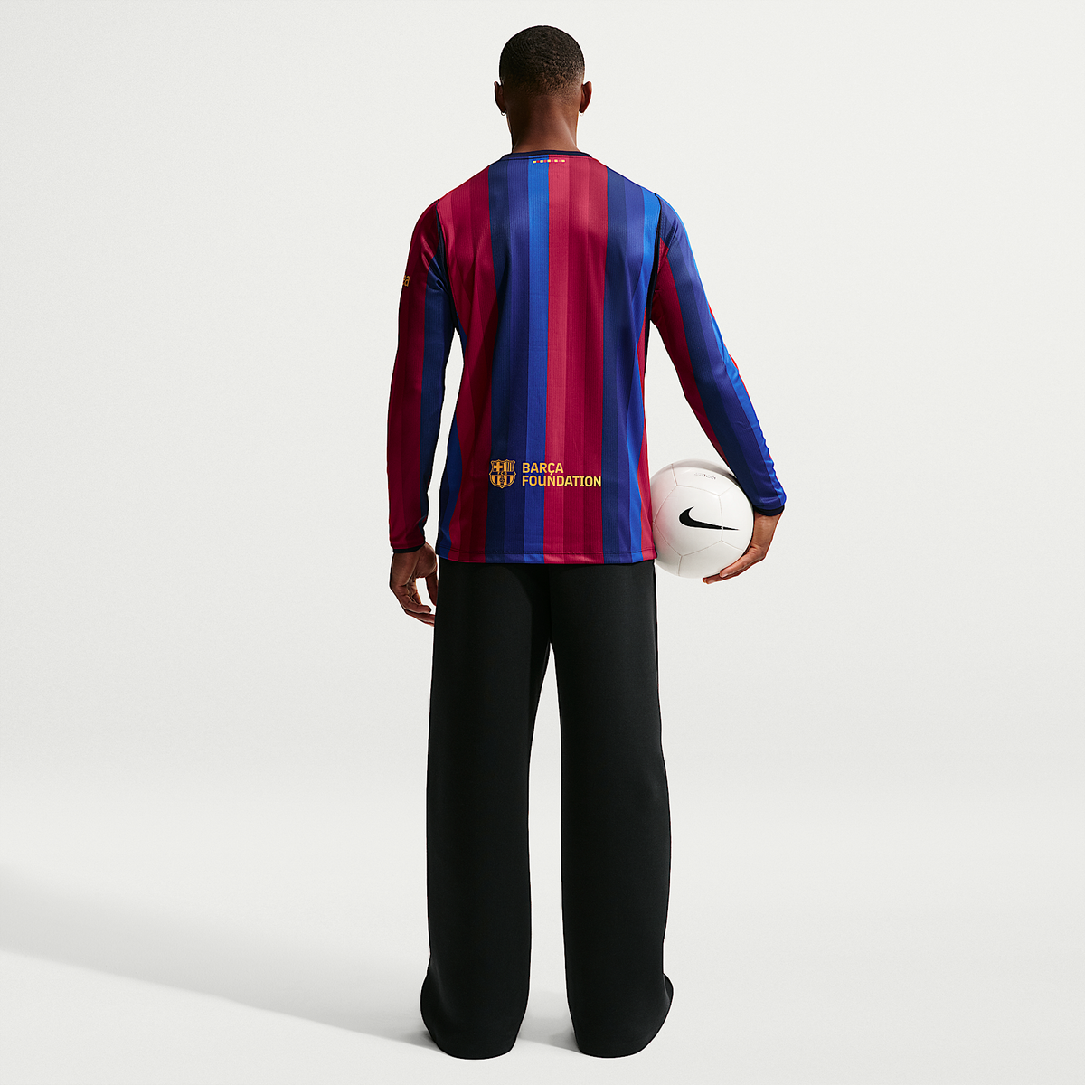 Barcelona Home Long Sleeve Jersey 2026/27 - back full view on model