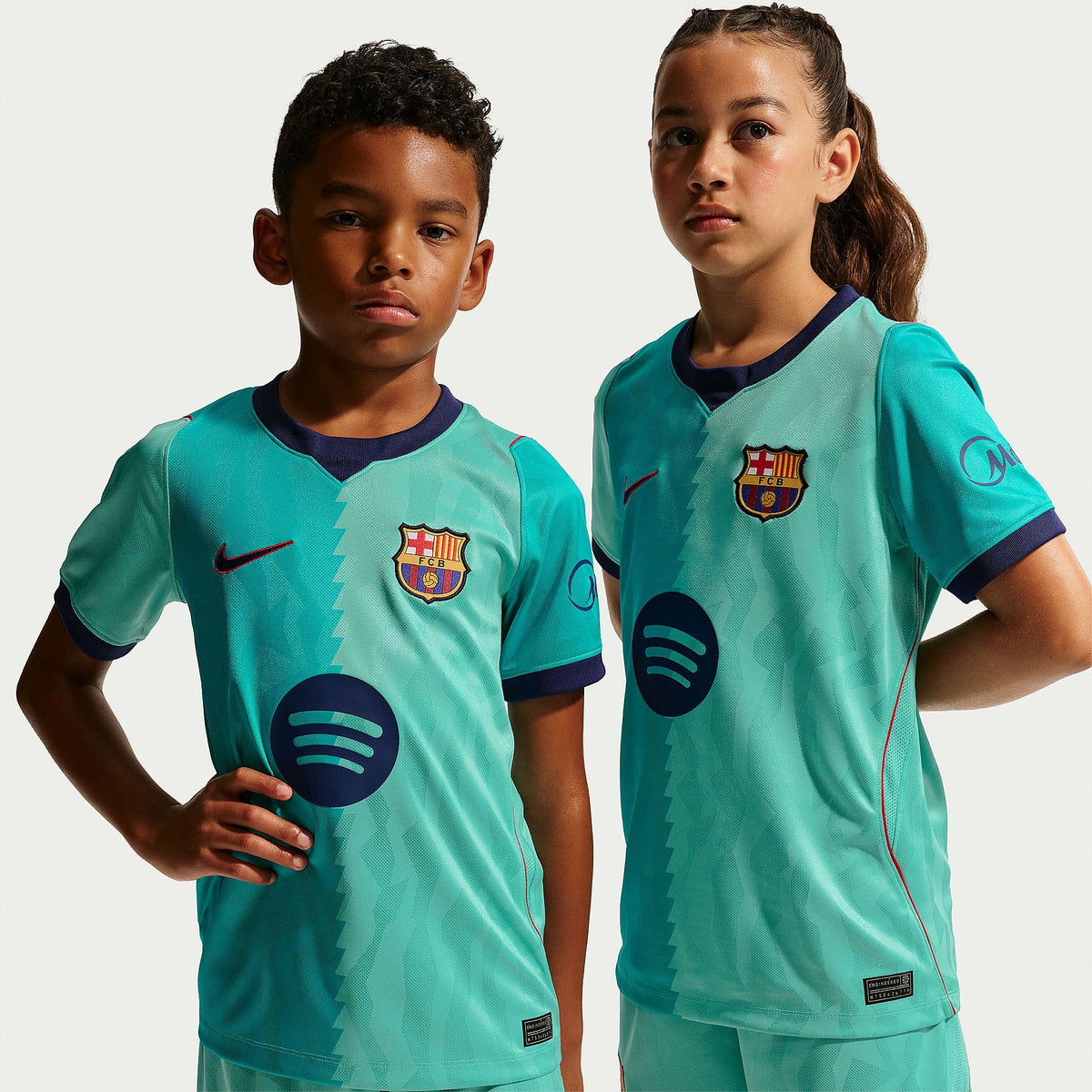 Barcelona Kids Third Kit 2026/27 - front view on young models