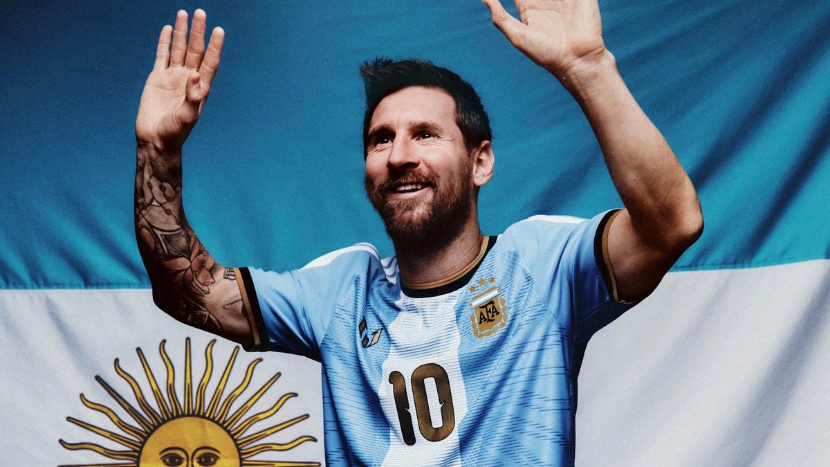Lionel Messi in the Argentina special edition jersey, official adidas campaign