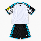 Newcastle United 2026/27 Home Kids Kit — shirt and shorts back; AI-assisted visualization of supplier-verified kit